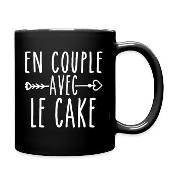 En Couple avec Cake, cadeau Fans de Cake - Mug uni - noir - Droite