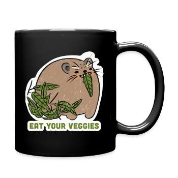 Eat Your Veggies – Lustiges Tiermotiv - Tasse einfarbig - Schwarz - Rechts