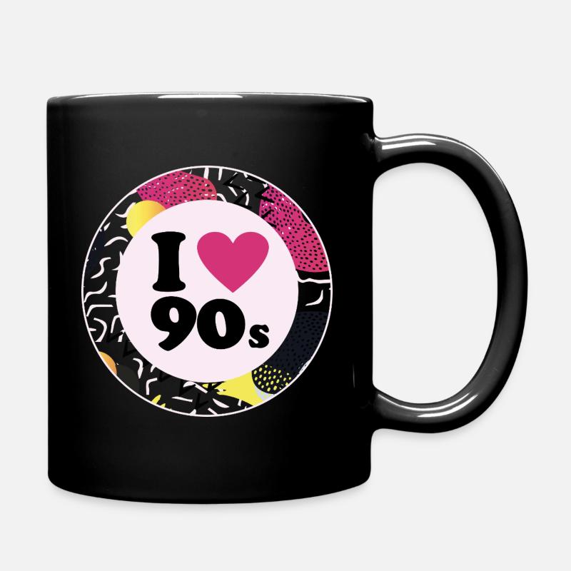 I ♥ 90s – Nostalgisches Retro-Design - Tasse einfarbig - Schwarz