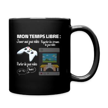 My free time: 100% gaming - Full Colour Mug - black - Right