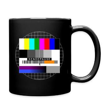 Sendepause Testbild - Tasse einfarbig - Schwarz - Rechts
