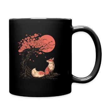 Fox Sakura Tree Church Blossom Japan - Full Colour Mug - black - Right