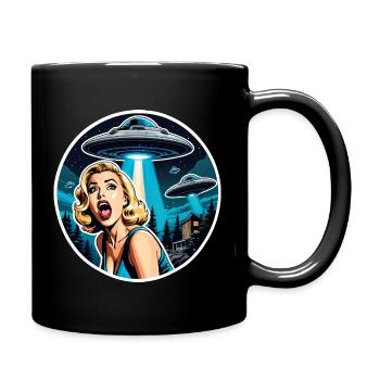 Alien Invasion Scene - Full Colour Mug - black - Right