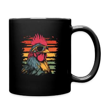 Hahn mit Sonnenbrille vintage - Tasse einfarbig - Schwarz - Rechts