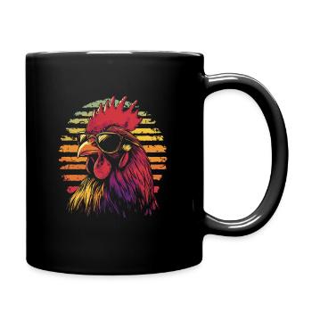 Hahn mit Sonnenbrille vintage - Tasse einfarbig - Schwarz - Rechts