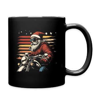 Cool Santa Claus rides a motorcycle - Full Colour Mug - black - Right
