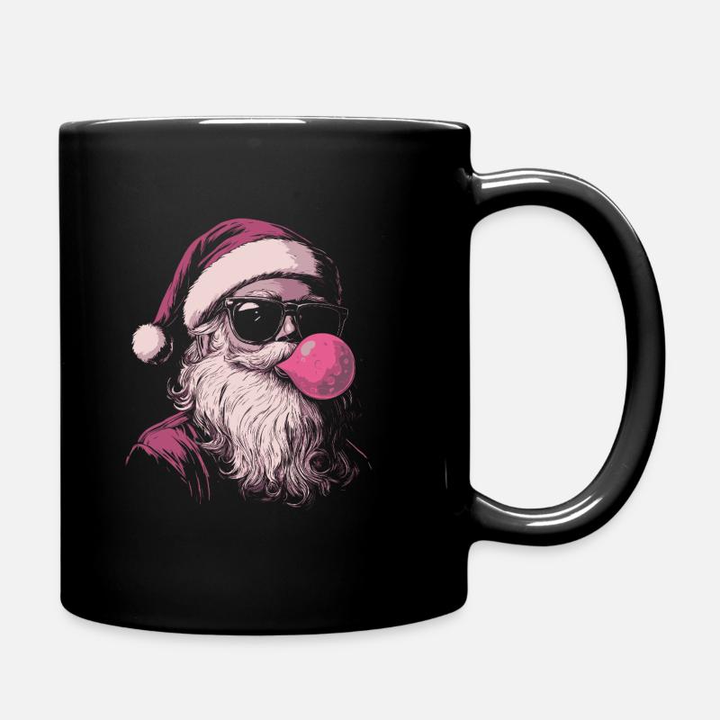 Weihnachtsmann mit Sonnenbrille kaut Kaugummi - Tasse einfarbig - Schwarz