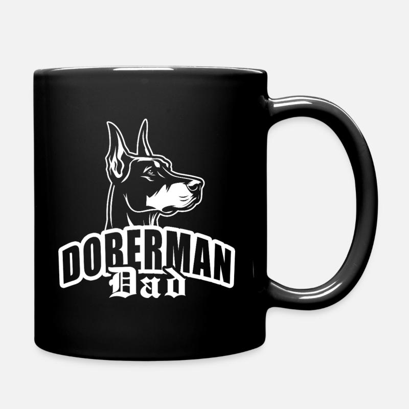 "Doberman Dad" with dog head - Full Colour Mug - black