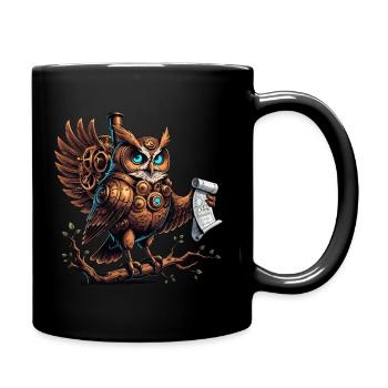 Steampunk - Owl with Gears - Full Colour Mug - black - Right