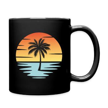 Plage Coucher de soleil - Mug uni - noir - Droite