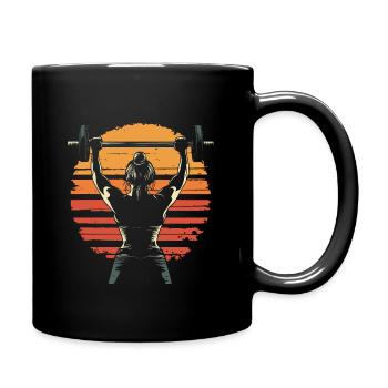 Kraftsport Gewichtheben Frau vintage Silhouette - Tasse einfarbig - Schwarz - Rechts