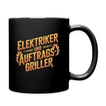 Elektriker und Auftragsgriller - Tasse einfarbig - Schwarz - Rechts