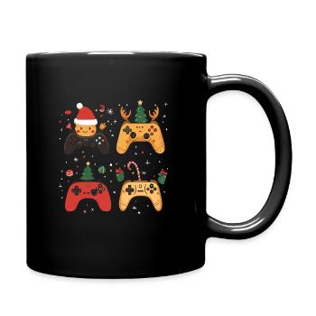 Manette de jeu avec décoration de Noël - Mug uni - noir - Droite