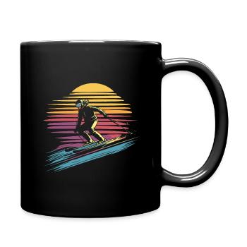 Woman skiing vintage - Full Colour Mug - black - Right