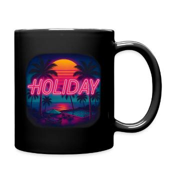 Neon Holiday Feeling – Sommer Design unter Palmen - Tasse einfarbig - Schwarz - Rechts