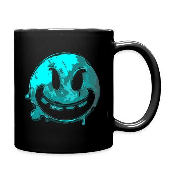 Trick or Treat Visage avec des dents en turquoise - Mug uni - noir - Droite