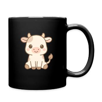 Mignon bébé vache - Mug uni - noir - Droite