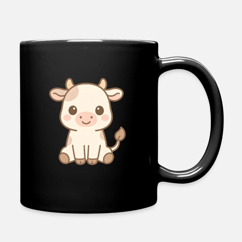 Mignon bébé vache - Mug uni - noir