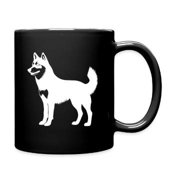 Motif Husky Silhouette Chien Chien Blanc - Mug uni - noir - Droite