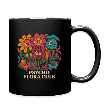 Psycho Flora Club – 70s Flowers & Mushroom Madness - Tasse einfarbig - Schwarz - Rechts
