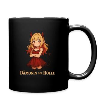 Dämonin der Hölle – Mystische Anime-Teufelin - Tasse einfarbig - Schwarz - Rechts