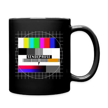 Röhrenfernseher Testbild - Sendepause - 80er - Tasse einfarbig - Schwarz - Rechts