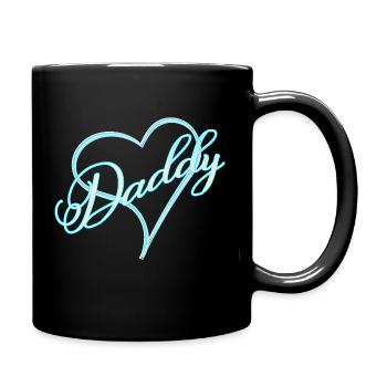 Papa avec coeur garçon bleu - Mug uni - noir - Droite
