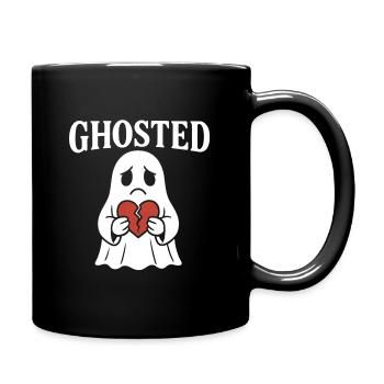 Ghosted – Süßes Trauriges Gespenst mit Herz - Tasse einfarbig - Schwarz - Rechts