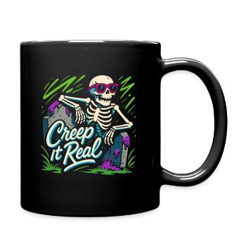 Creep it Real – Cool skeleton with sunglasses - Full Colour Mug - black - Right
