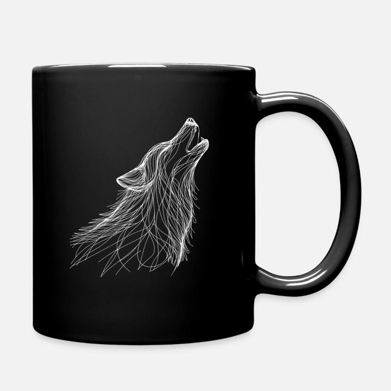 Wolf Lineart - Tasse einfarbig - Schwarz