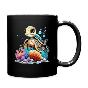 Vibrant Underwater Turtle Scene - Full Colour Mug - black - Right
