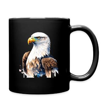 Majestic Eagle Portrait in Watercolor - Full Colour Mug - black - Right