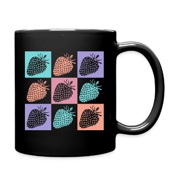 Erdbeeren Bunte Sommerfarben - Tasse einfarbig - Schwarz - Rechts