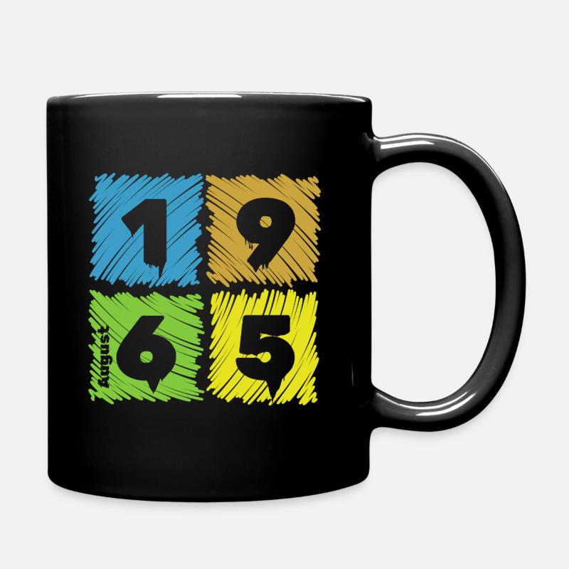 60th Birthday Colored Patches since 08/1965 - Full Colour Mug - black