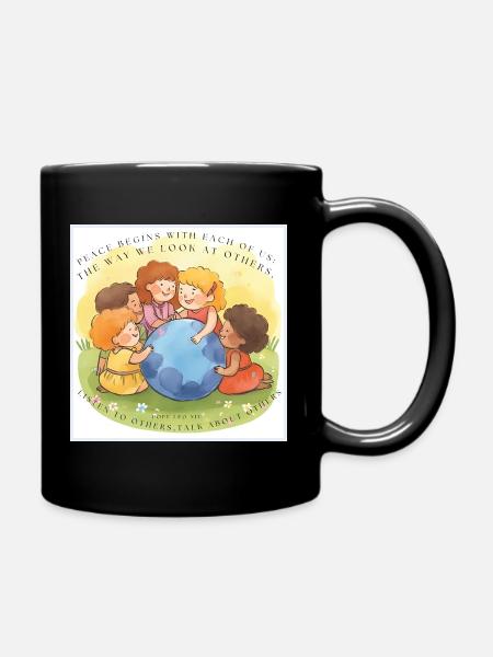 Peace begins with each of us - Tasse einfarbig - Schwarz