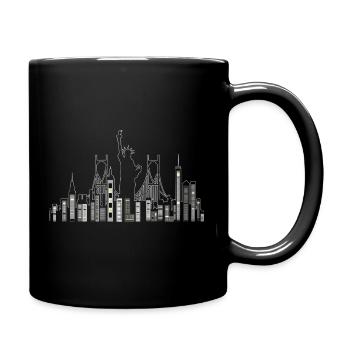 New Yorker Wolkenkratzer mit Freiheitsstatue - Tasse einfarbig - Schwarz - Rechts