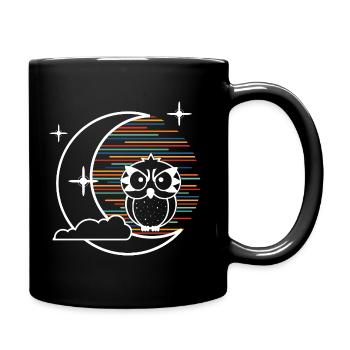 Hibou et lune (minimal) - Mug uni - noir - Droite