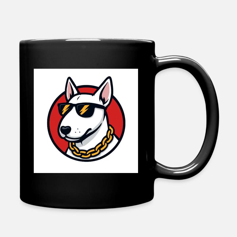 Cool bull terrier with sunglasses and gold chain - Full Colour Mug - black