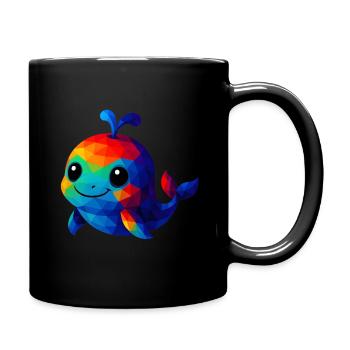 WPAP Polygon Kawaii Stil Wal Tiere - Tasse einfarbig - Schwarz - Rechts