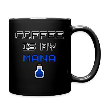 Kaffee ist mein Mana – Gamer Pixel Art T-Shirt - Tasse einfarbig - Schwarz - Rechts