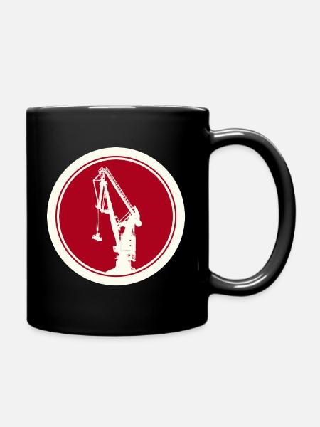 Harbour Crane Silhouette 04 - Full Colour Mug - black
