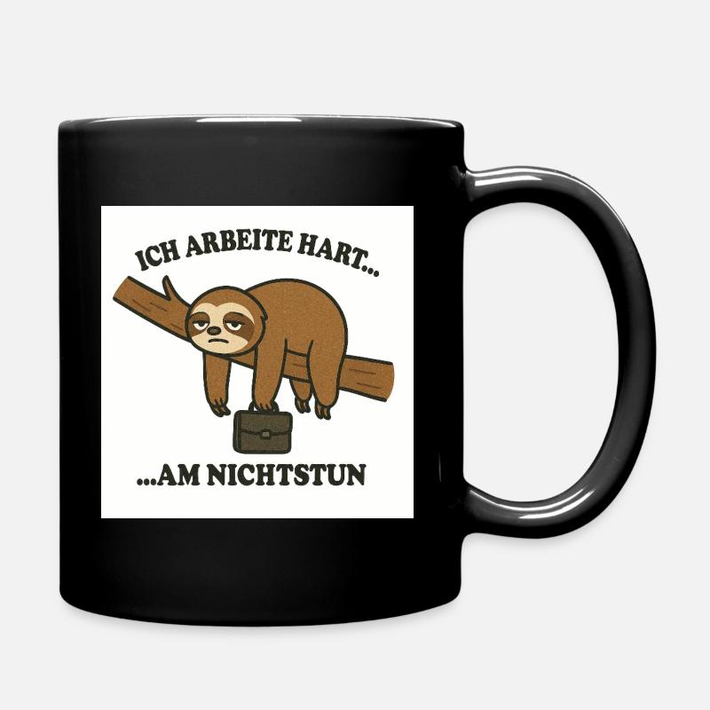 Faultier Arbeit Motiv - Tasse einfarbig - Schwarz