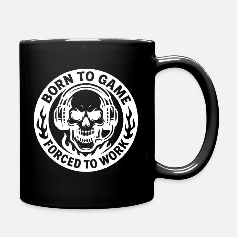 Crâne avec casque et texte de motivation - Mug uni - noir