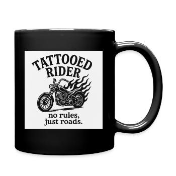 Tattooed Rider Motorcycle Design - Full Colour Mug - black - Right