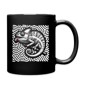 Caméléon art tribal pastel - Mug uni - noir - Droite