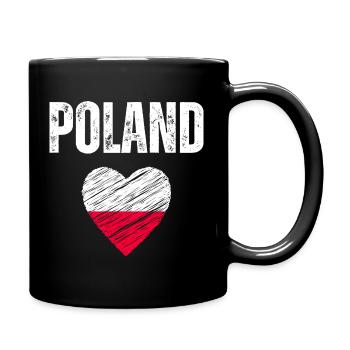 I love Poland, flag of Poland - Full Colour Mug - black - Right