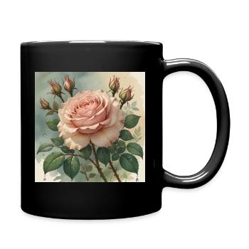 Fleur de rose rose élégamment délicate - Mug uni - noir - Droite