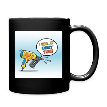 Humorous toy design with nail tool - Full Colour Mug - black - Right