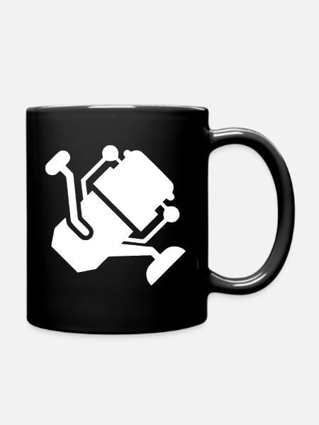White Fishing Reel Silhouette - Full Colour Mug - black