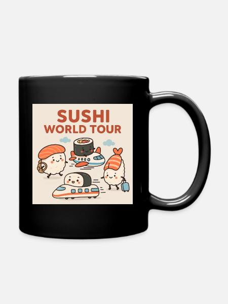 Sushi Voyage Illustration - Mug uni - noir